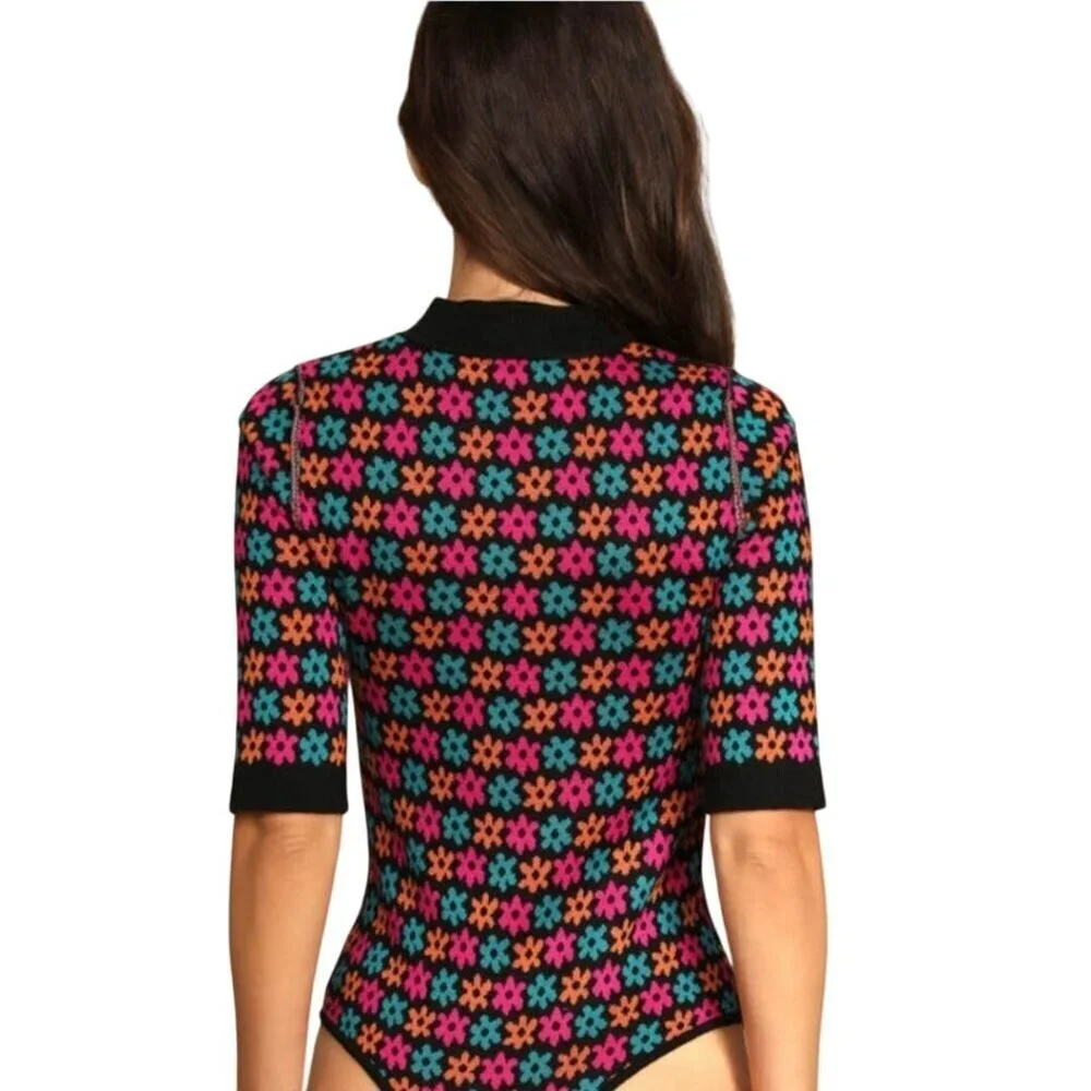 Free People Winter Warmer Bodysuit Black Motif Size XS